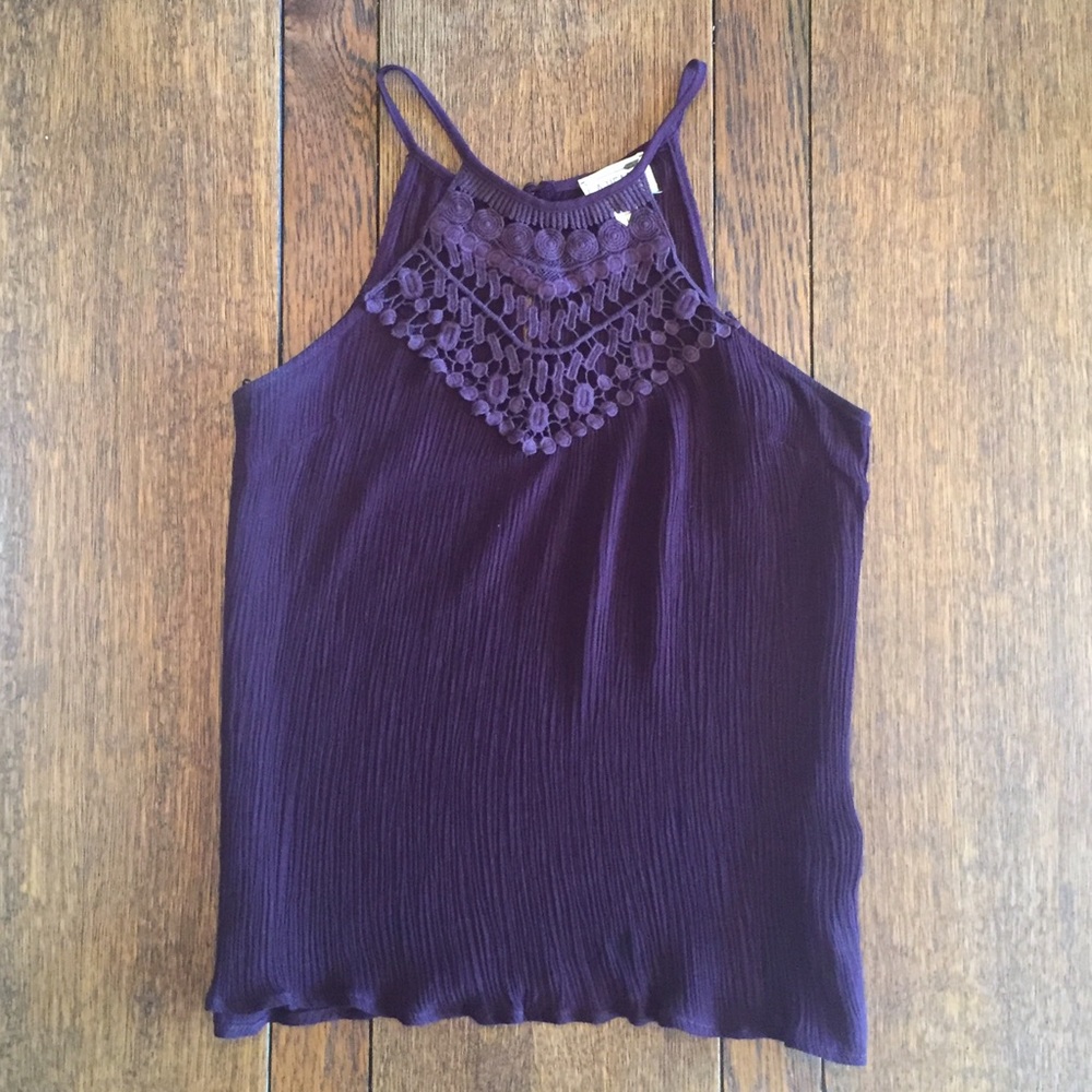 High Neck Tank Top with Lace Details